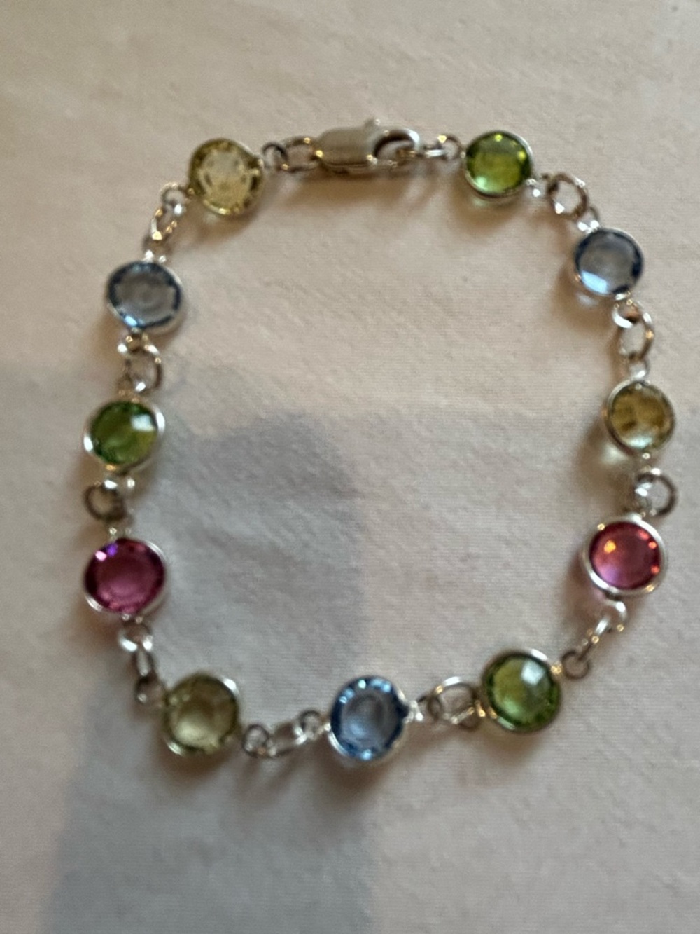 Sterling Silver Multi-Crystal Colorful Station Bracelet